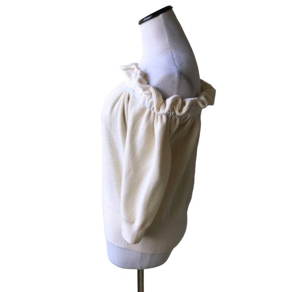 3.1 Phillip Lim Stretch Off The Shoulder Cream Ruffle Top - Picture 4 of 8
